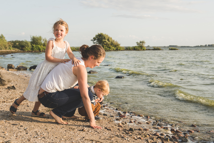 familiefoto's op het strand