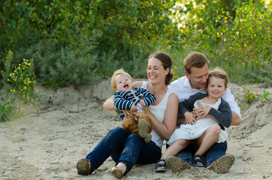 familiefoto's op het strand